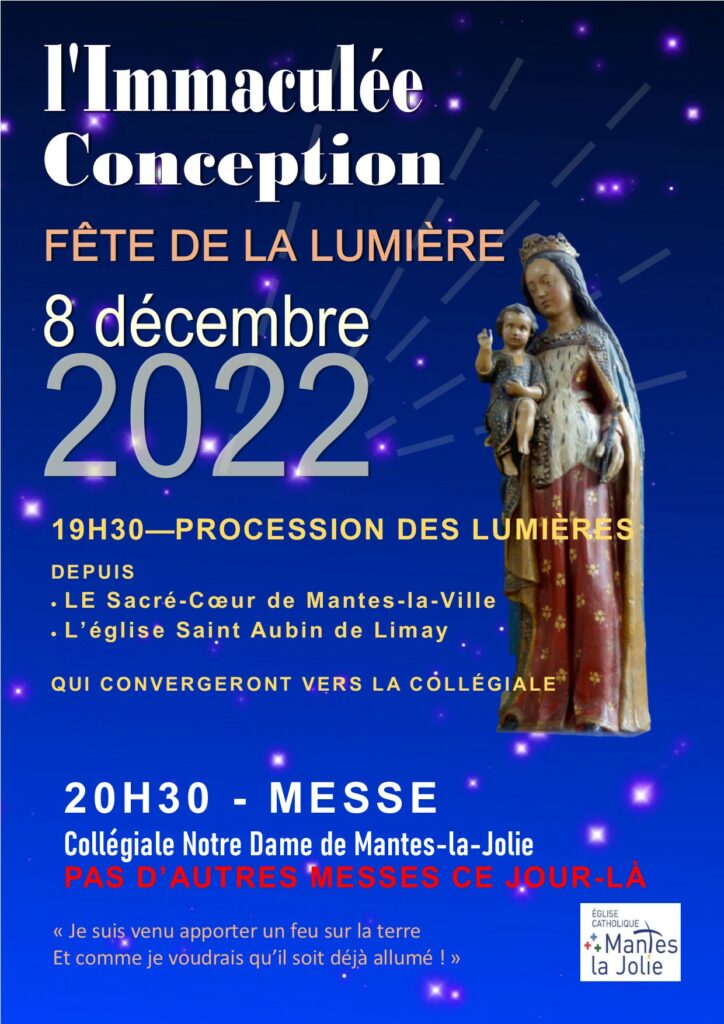 Procession des lumières et messe de l'Immaculée Conception à la Collégiale de Mantes-la-Jolie